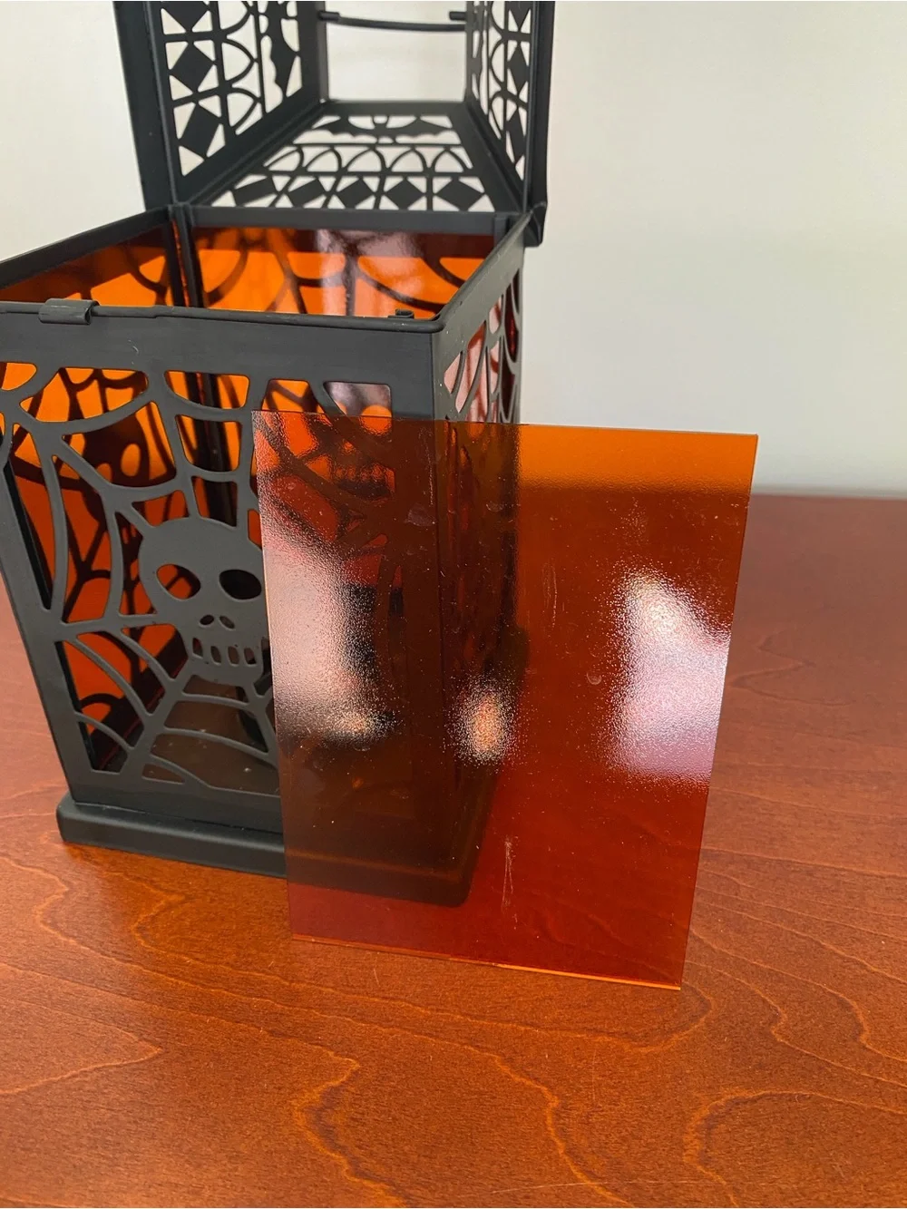 Black Spiderweb Skull Lantern - Halloween Home Accent